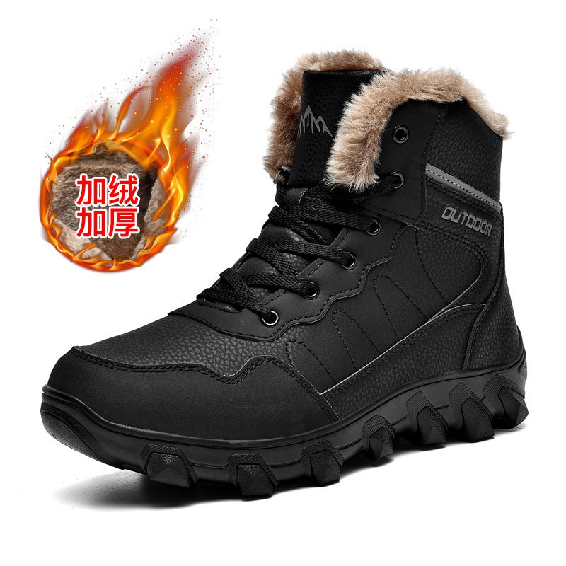 2024 Men'S Plus Size Fleece-Lined Outdoor Hiking Men'S Shoes Waterproof Non-Slip Warm Snow Boots Martin Cotton Shoes Men - Image 2